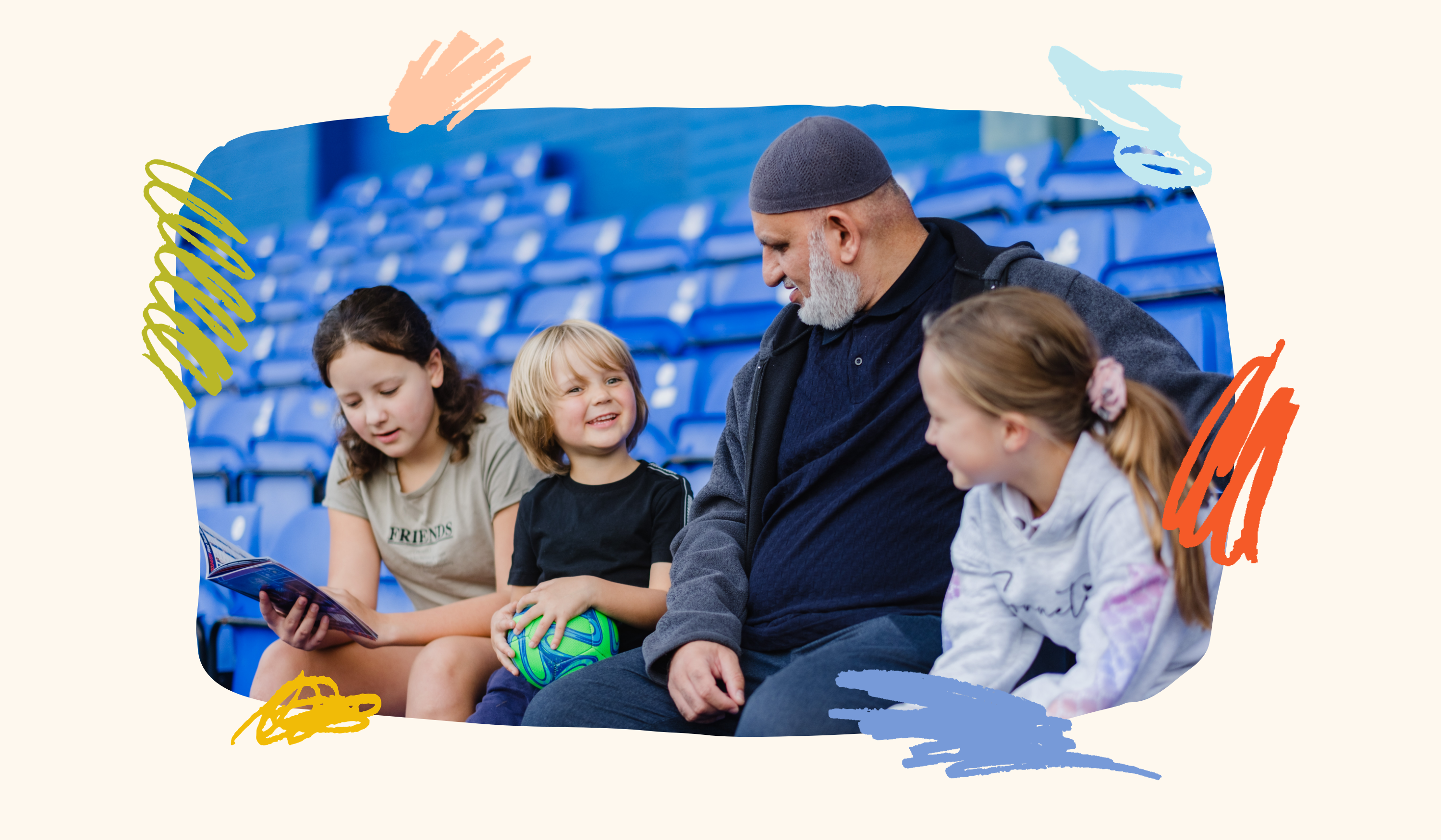 foster carer with three children at a football ground