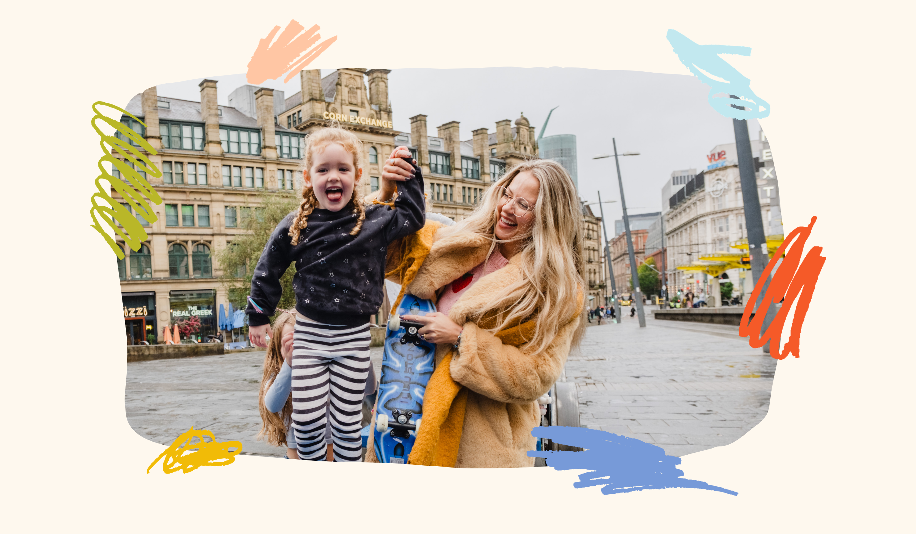 Foster carer and girl in Manchester city centre